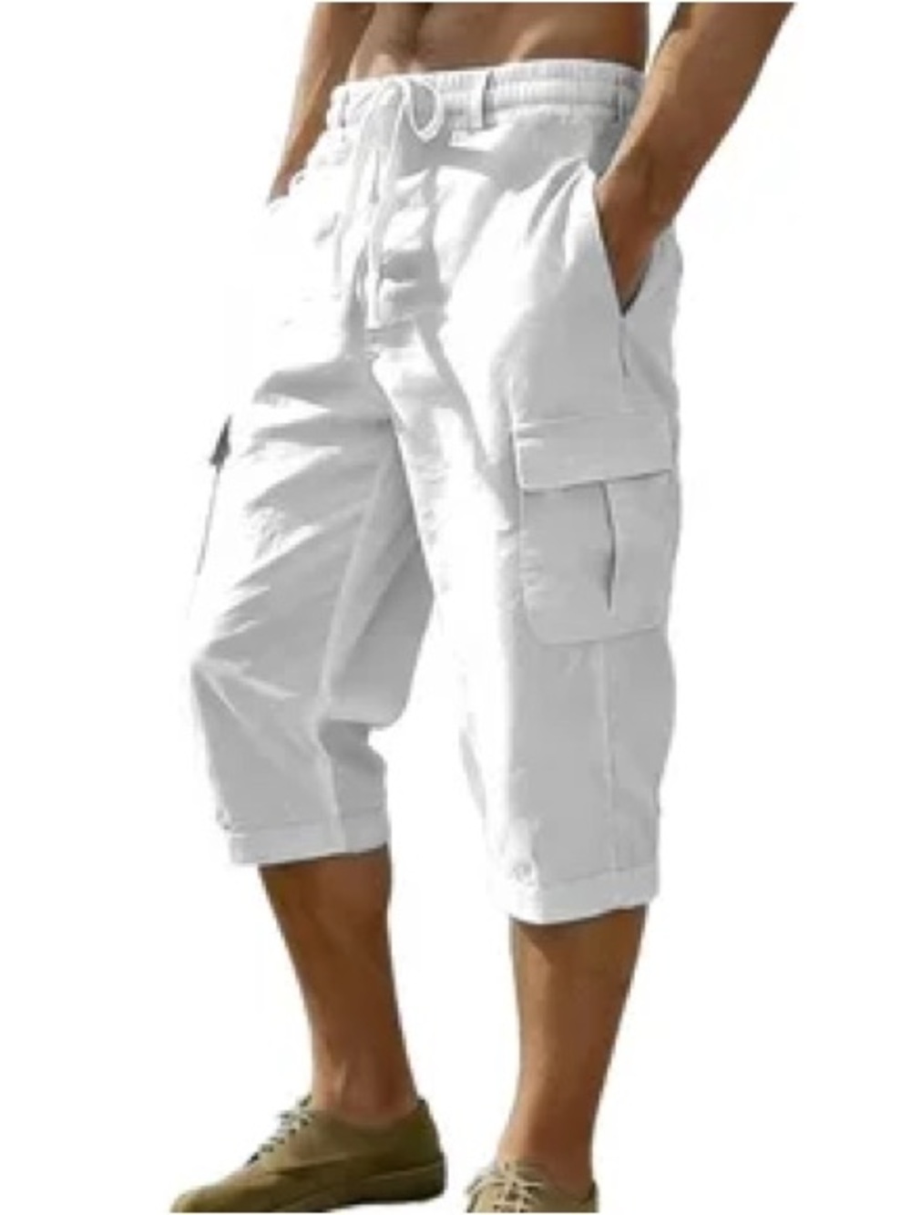 Men's Big & Tall Cubavera Cargo Capris Beach pants linen blend, size 42